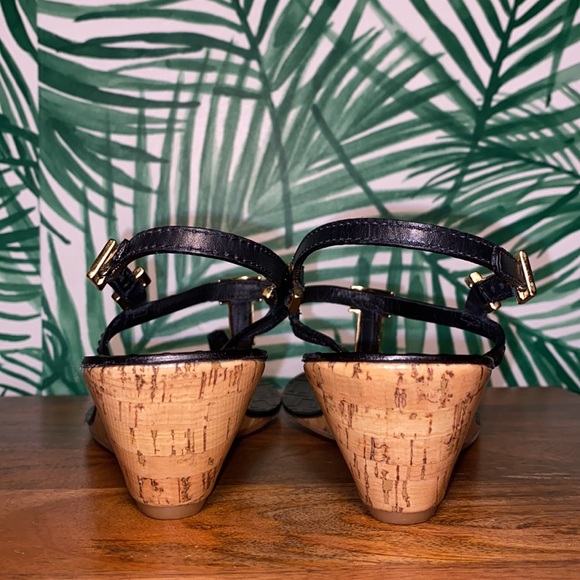 Tory Burch Black Leather Pauline Wedge Strappy Sandals Women’s 8.5 M - Picture 4 of 13